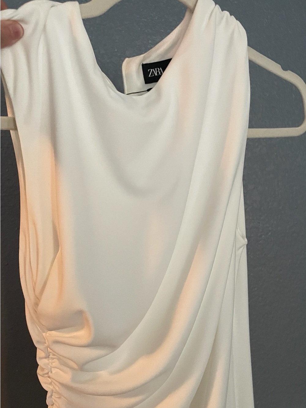 ZARA Cream Draped Sleeveless Dress - Picture 2 of 5